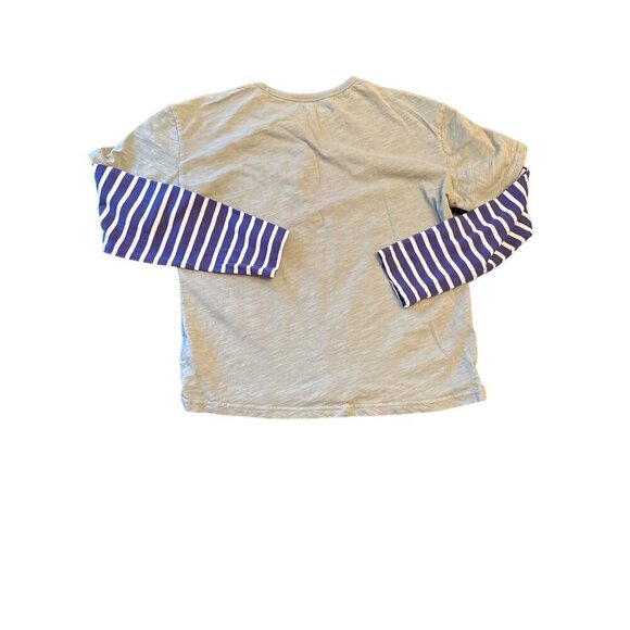 Mini Boden Long Sleeve Layered Look Tee Green With Blue & White Stripes Youth Si - Picture 4 of 4